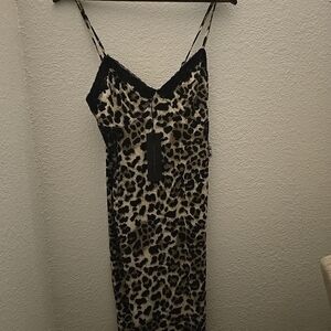 Know One Cares Leopard Print Black Lace Dress Size Medium